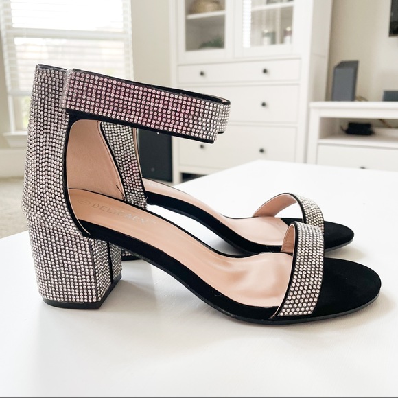 Delicacy Shoes - Delicacy Black Short Heels with Rhinestones Nataly-19
